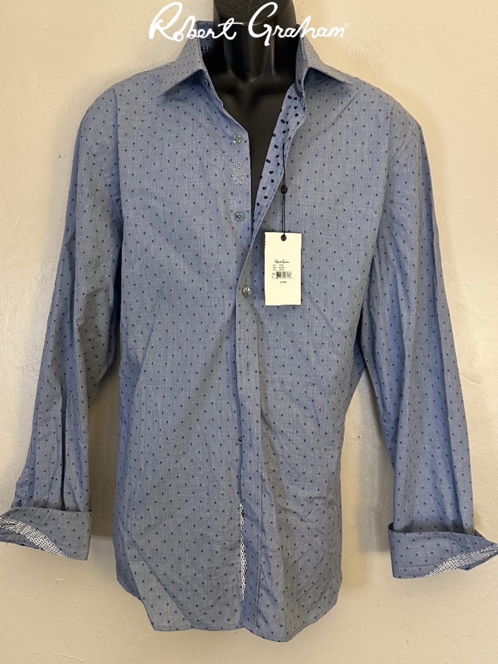 Robert Graham Contrast Long Sleeve Shirt 17.5 / 44 New with tags 100% cotton